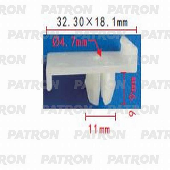 P370628 — Фиксатор пластиковый MAZDA применяемость: стёкла PATRON