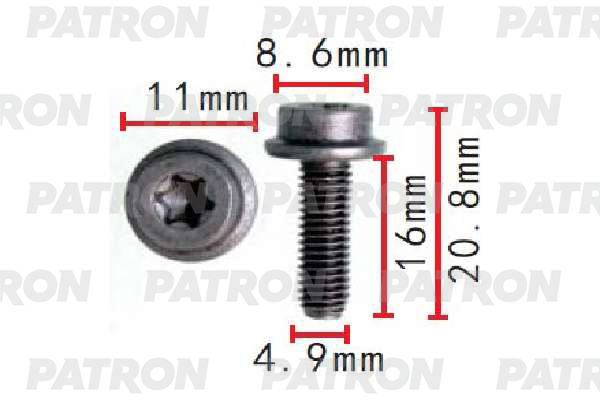 P371523 — Болт металлический AUDI,SEAT,SKODA,VOLKSWAGEN применяемость: винт с по PATRON