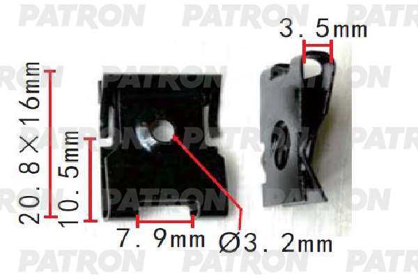 P371536 — Скоба зажимная металлическая AUDI,SEAT,SKODA,VOLKSWAGEN применяемость гайка, вставная PATRON