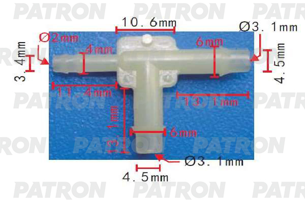 P371913 — Тройник GM применяемость: соединитель трубок PATRON