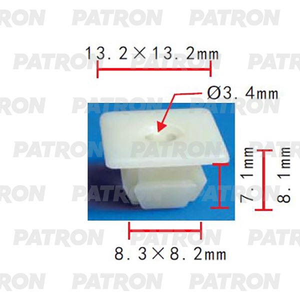 P372022 — Вставка под винт GM применяемость: держатель под саморез T=13.0, F=9.0, H=8.0 PATRON