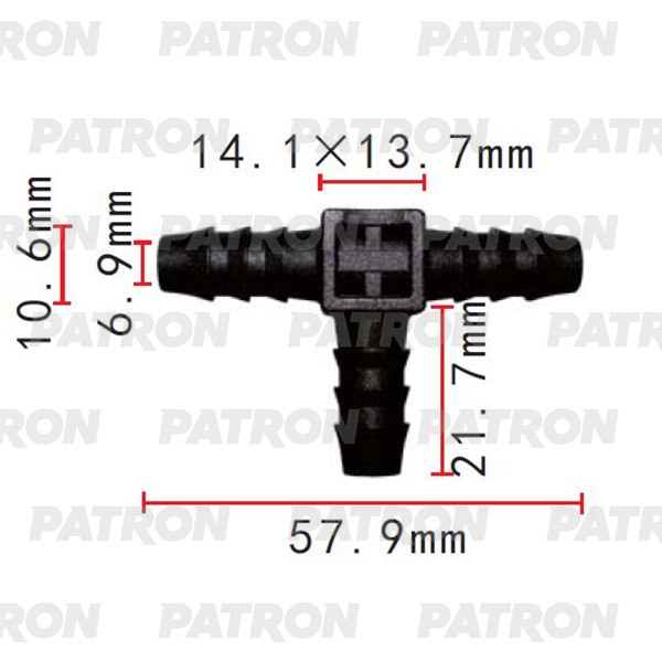 P372076 — Тройник применяемость: соединитель (тройник) D10.6X10.6X10.6MM PATRON