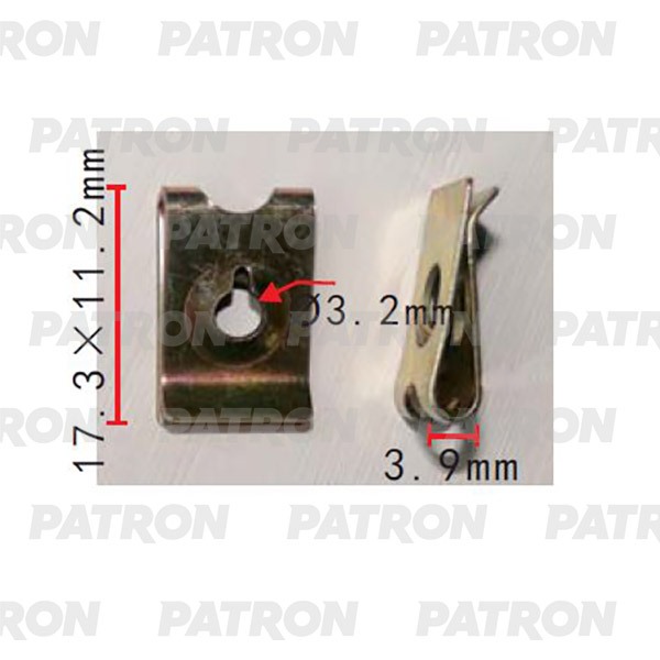 P372168 — Вставка под винт VW применяемость: скоба под саморез T=17.3, F=11.2, H=3.9 PATRON