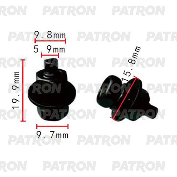 P372184 — Болт металлический применяемость: болт шайба гайка T1=10.0, T2=16.0, F=5.9, L=20.0 PATRON