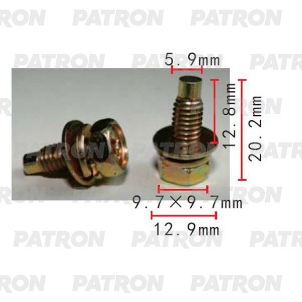 P372222 — Болт металлический применяемость: болт шайба T1=10.0X10.0, T2=13.0, F=5.9, L=13.0 PATRON