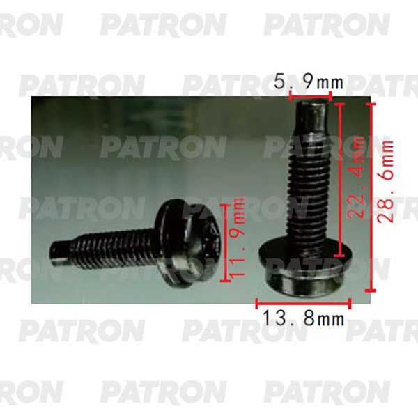 P372227 — Винт металлический применяемость: винт T1=12.0, T2=14.0, F=5.9, L=25.0 PATRON