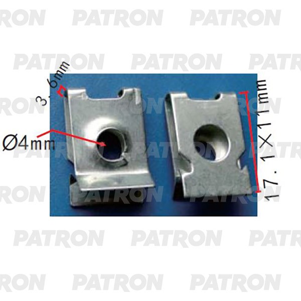 P372234 — Вставка под винт TOYOTA применяемость: скоба под саморез T=17.1,F=11.0, H=3.6 PATRON