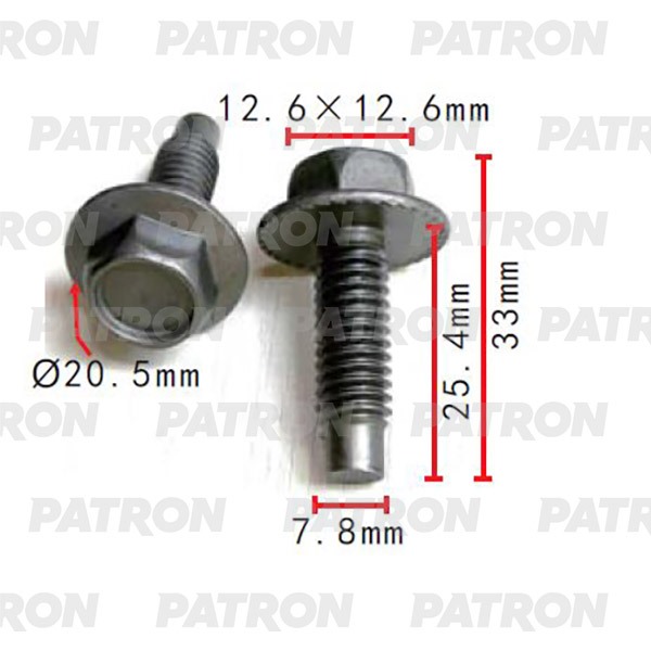 P372250 — Болт металлический применяемость: болт с дюймовой резьбой 12,6X33,0X7,8 PATRON