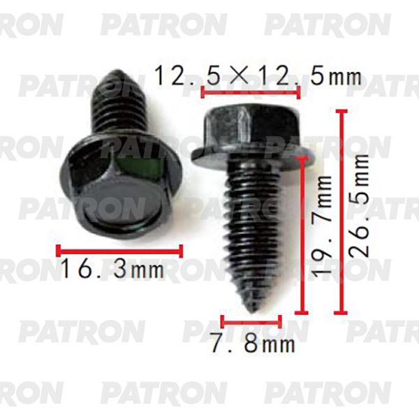 P372251 — Болт металлический GM применяемость: болт с дюймовой резьбой 12.5X26.5X7.8 PATRON