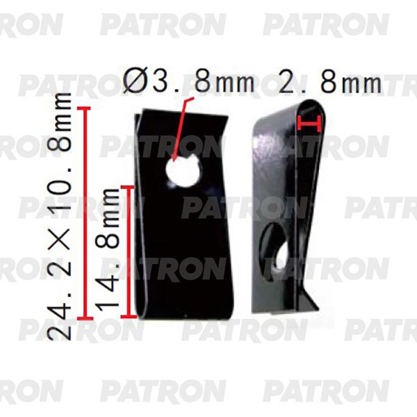 P372265 — Вставка под винт применяемость: скоба под саморез универсальная T=24.2, F=10.8, H=2.8 PATRON