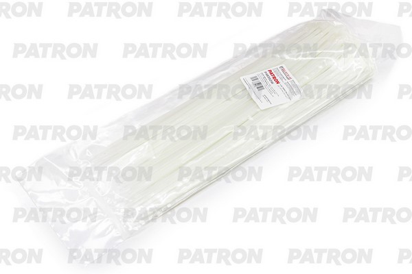 P48350W — Комплект пластиковых хомутов 4.8 х 350 мм, 100 шт, Nylon 6.6, белые PATRON