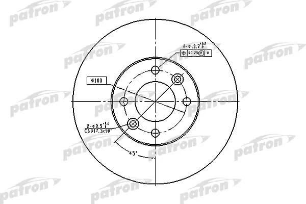 PBD1032 — Диск тормозной передн RENAULT: LAGUNA 93-01, LAGUNA Grandtour 95-01, MEGANE Cabriolet 96-99, MEGANE PATRON