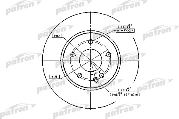 PBD2779 — Диск тормозной передн MERCEDES-BENZ: C-CLASS 93-00, C-CLASS универсал 96-01, CLK 97-02, CLK кабрио 9 PATRON