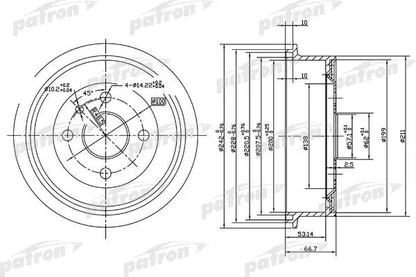 PDR1119 — Барабан тормозной PATRON
