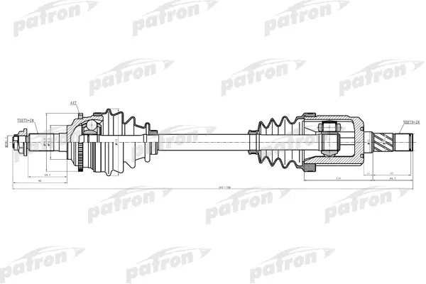 PDS3926 — Полуось лев FORD: FUSION 06-09  MAZDA: 6 03-08  MERCURY: MILAN 06-09 PATRON