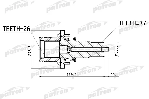 PDSV012 — Вал приводной внутреннего ШРУСа от КПП прав VW: SHARAN 00-, FORD: GALAXY 00-, SEAT: ALHAMBRA 00-  OE PATRON