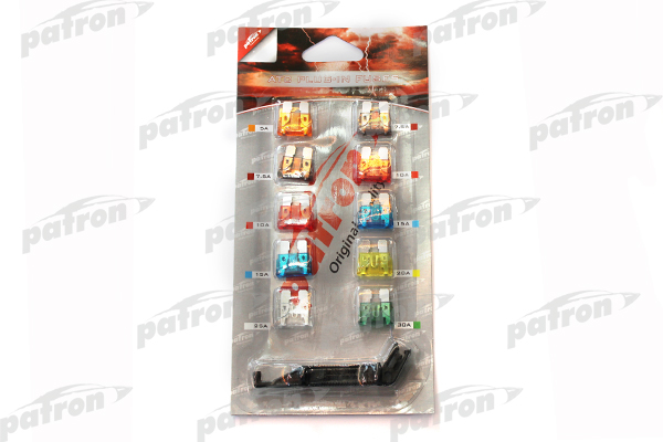 PFS002 — Комплект предохранителей ATC PLUGIN FUSES (5AX1 7.5AX2 10AX2 15AX2 20AX1 25AX1 30AX1) + универсальный съемник предохранителей PATRON