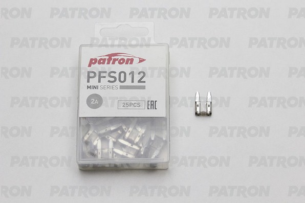 PFS012 — Предохранитель пласт.коробка 25шт MINI FUSE 2A серый PATRON