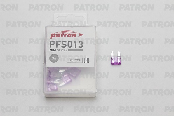 PFS013 — Предохранитель пласт.коробка 25шт MINI FUSE 3A сиреневый PATRON