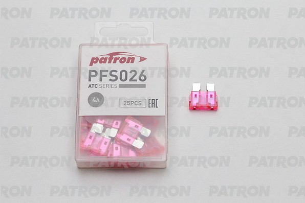 PFS026 — Предохранитель пласт.коробка 25шт ATC FUSE 4A розовый PATRON