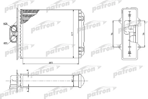 PRS2050 — Радиатор отопителя OPEL: VECTRA  all, 95-, (+AC) PATRON