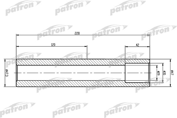 PTB3007 — Вал торсиона PEUGEOT 206 L228мм, внутр D35мм PATRON