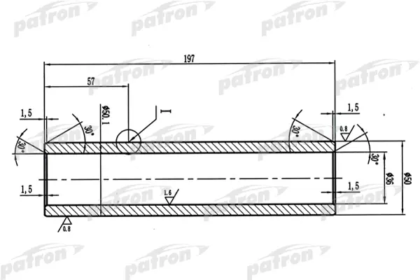 PTB3010 — Вал торсиона PEUGEOT 405, L197мм, внутр D36мм PATRON