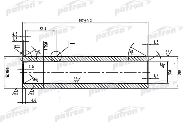 PTB3011 — Вал торсиона PEUGEOT 405, L197мм, внутр D35мм PATRON