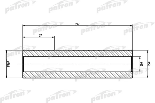 PTB3012 — Вал торсиона PEUGEOT PARTNER, CITROEN XSARA PICASSO L197мм, внутр. D31мм PATRON