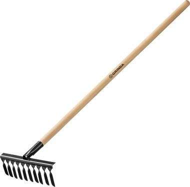3958110 — GRINDA 10 витых зубьев, 320х95х1300 мм, грабли садовые, с деревянным черенком GRINDA