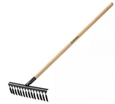 3958114 — GRINDA 14 витых зубьев, 444х95х1300 мм, грабли садовые, с деревянным черенком GRINDA