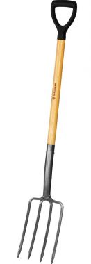 39727 — Вилы садовые с деревянным черенком и рукояткой  280X175X1200 мм  GRINDA PROLINE GRINDA