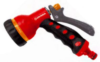 8427185 — GRINDA T7, 7 режимов, курок сзади, пистолет поливочный, пластиковый с TPR GRINDA