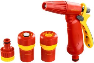 8427386Z02 — Набор GRINDA поливочный: распылитель пистолетный с регулируемым соплом  соединитель 1/2  соединитель 1/2 с автостопом  адаптер внешний 1/23/4 GRINDA