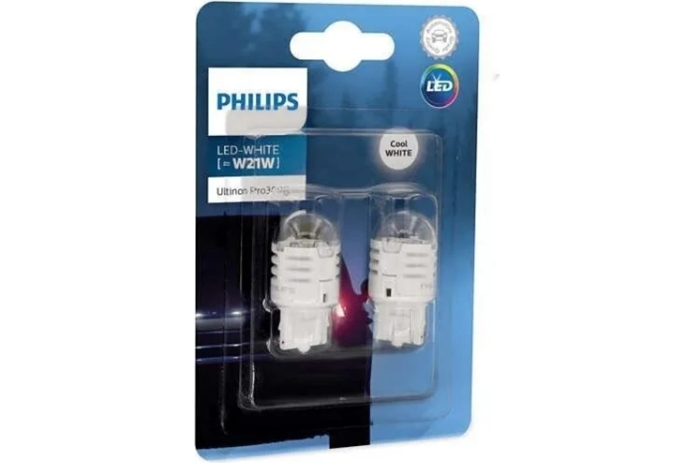 11065U30CWB2 — Автолампа PHILIPS W21W, W3х16D, LED WHITE ULTINON PRO3000, SI 6000 к, 12 в 11065U30CWB2 PHILIPS