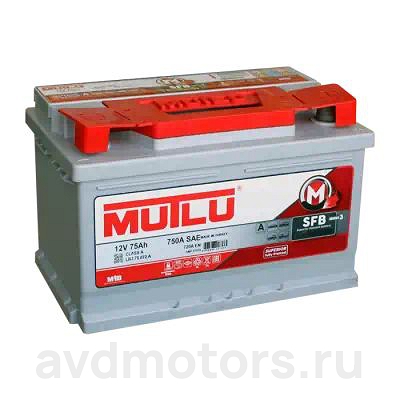 LB375072A — Аккумулятор MUTLU SFB 75 А/ч обратная R+ 278x175x175 EN720 А MUTLU