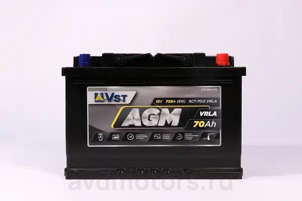 570900072 — 570900072 Аккумулятор AGM 12 V, 70 А/ч, 720А, обратная полярность *VST VST