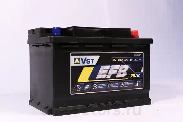 575500071 — Аккумулятор EFB 12 V, 75 А/ч, 710А, 278x175x190, обратная полярность VST