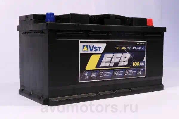 600500093 — Аккумулятор EFB 12 V, 100 А/ч, 930А, 353x175x190, обратная полярность VST