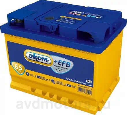 6CT650 — Аккумулятор АКОМ +EFB 65 А/ч Обратная R+ 242x175x190 EN670 А АКОМ