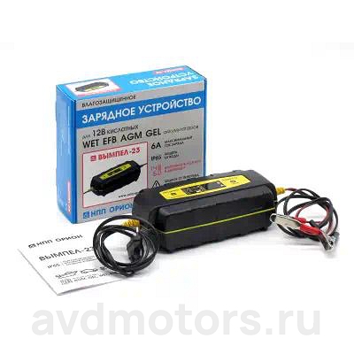 2123 — Устройство зарядное -23 (герметичн.корпус, Емкость АКБ 6-300 Ач, 6А,12В,автомат,LED индикатор) ВЫМПЕЛ