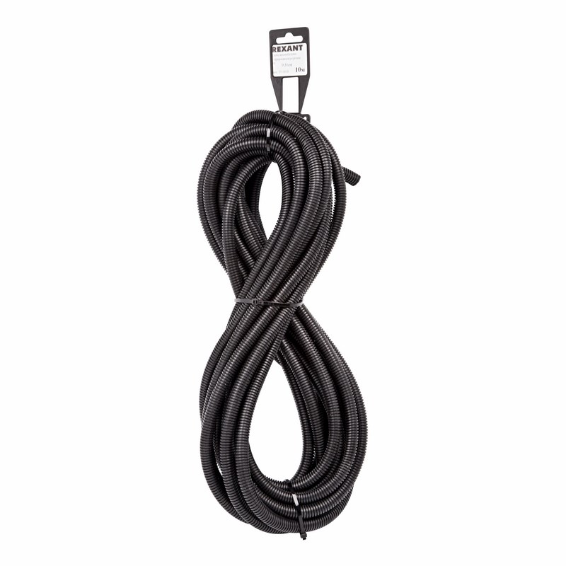 151010 — Труба автомобильная гофрированная ПП, O9,8мм, разрезная (бухта 10 м/уп) REXANT REXANT