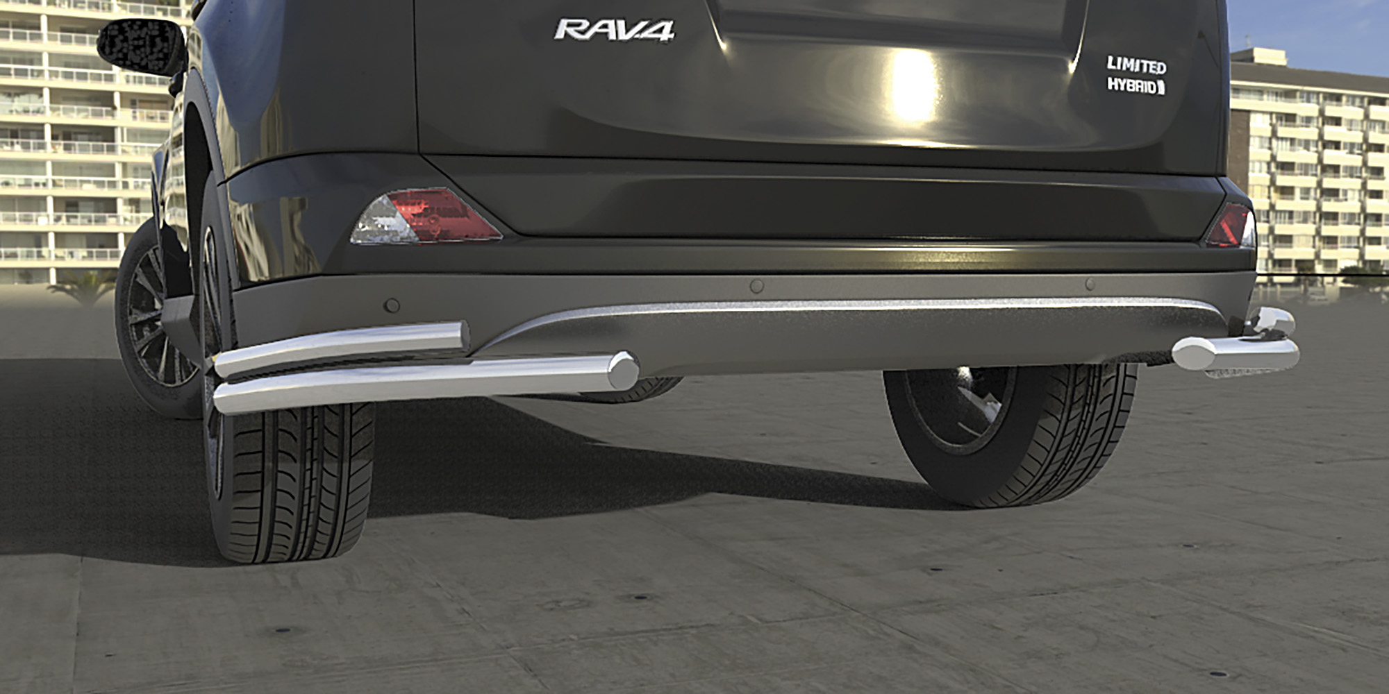 AFZDATR41512 — Защита заднего бампера уголки Arbori d57+d42 двойные TOYOTA RAV-4 2015- ARBORI