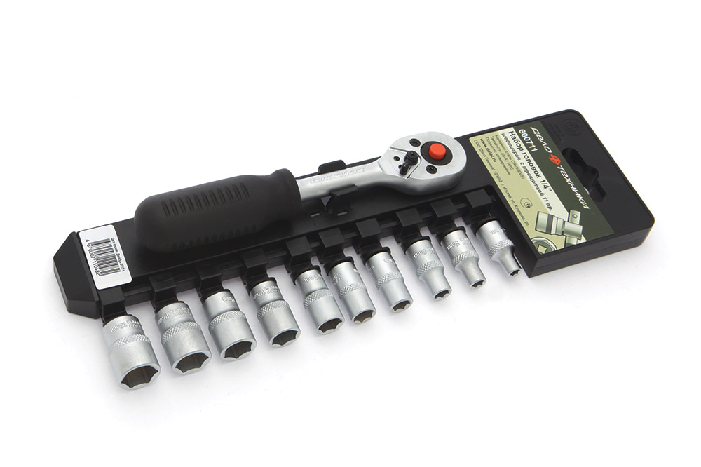 600711 — Набор головок! шестигранных с трещоткой 1/4', 11 предм. ДЕЛО ТЕХНИКИ