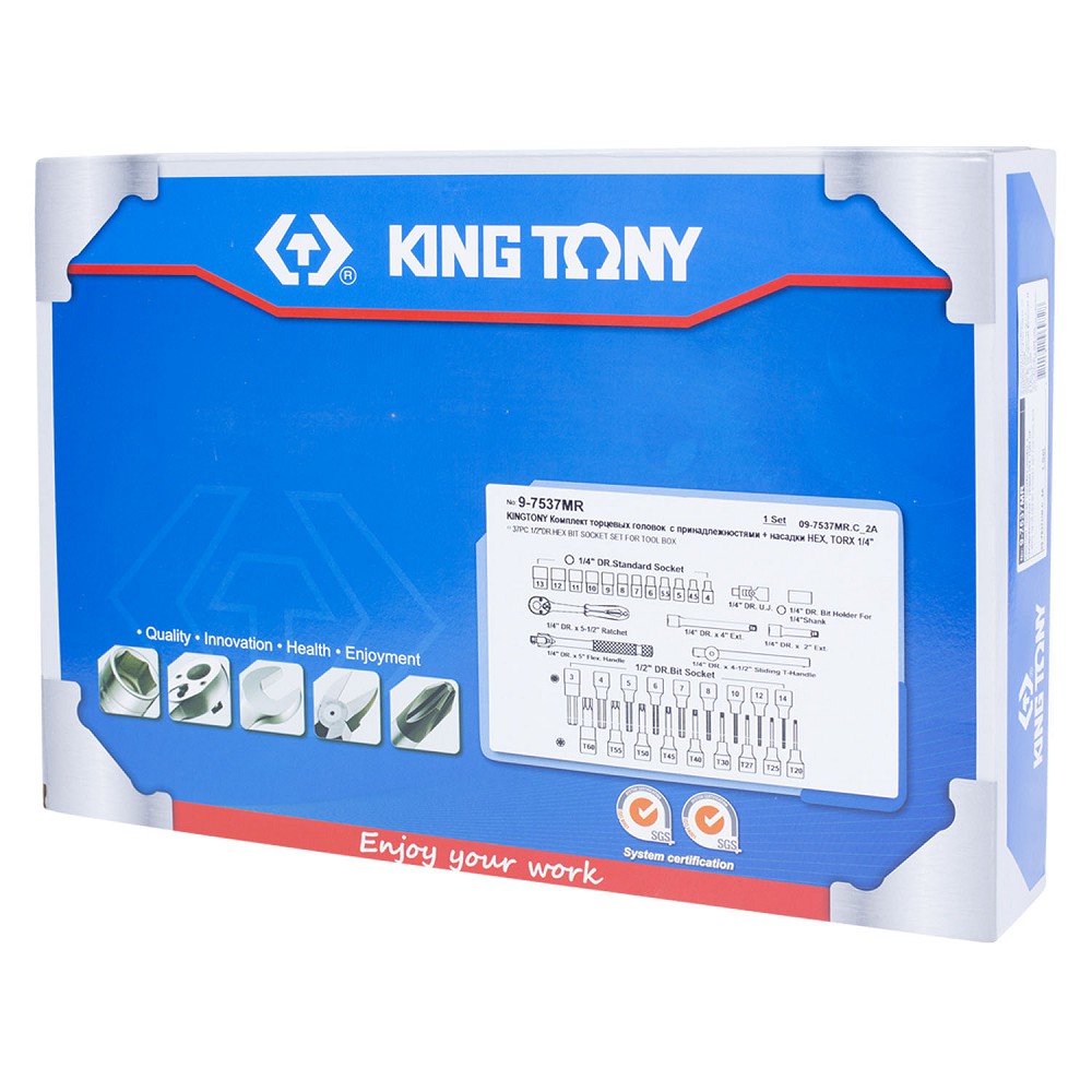 97537MR — KINGTONYнаборторцевыхголовок1/4спринадлежностями,торцевыенасадкиHEXиTORX,ложемент,37 KINGTONY