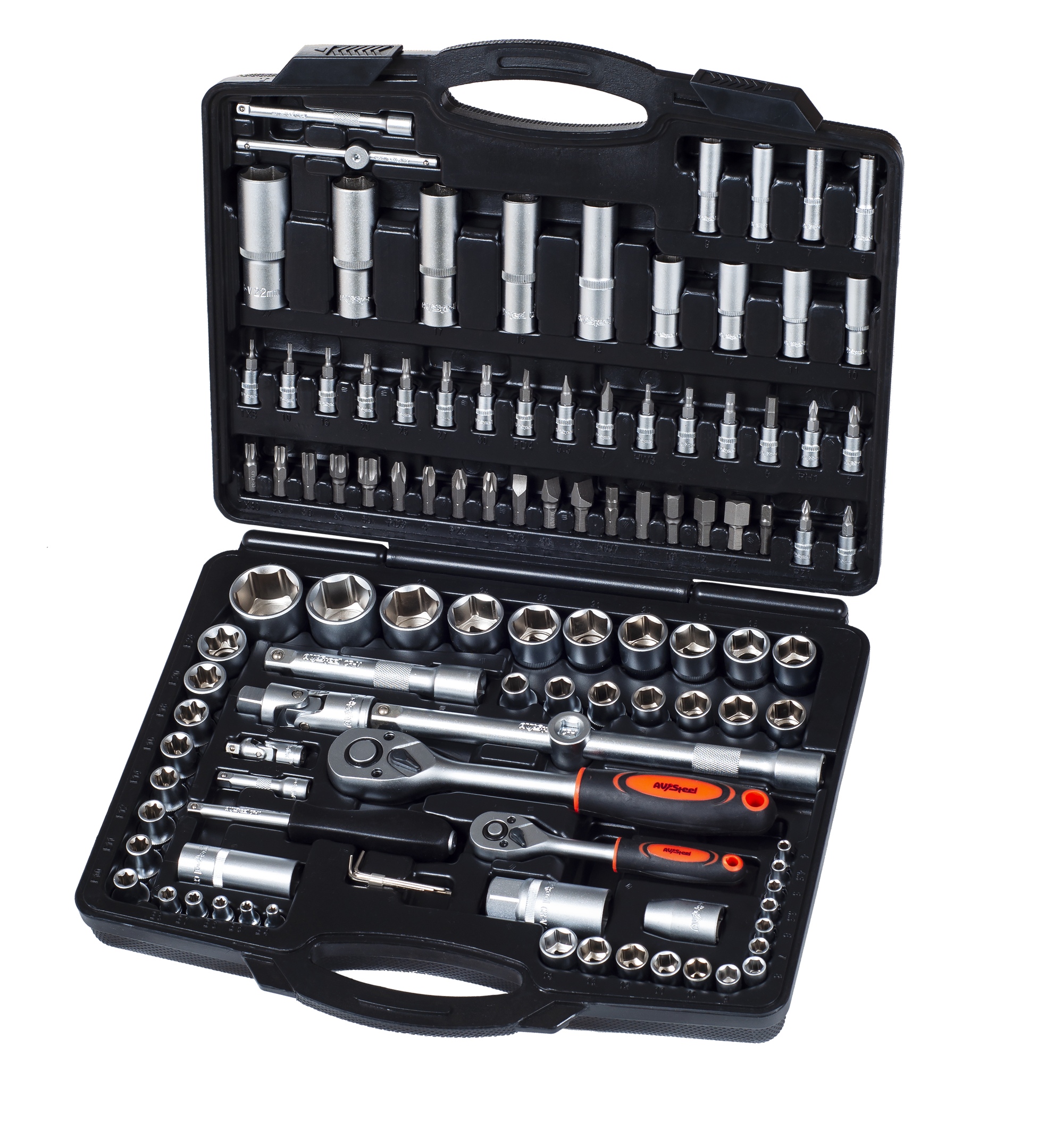 AV011110 — Набор инструмента 110 предм. 1/4",1/2" профессион. AV STEEL