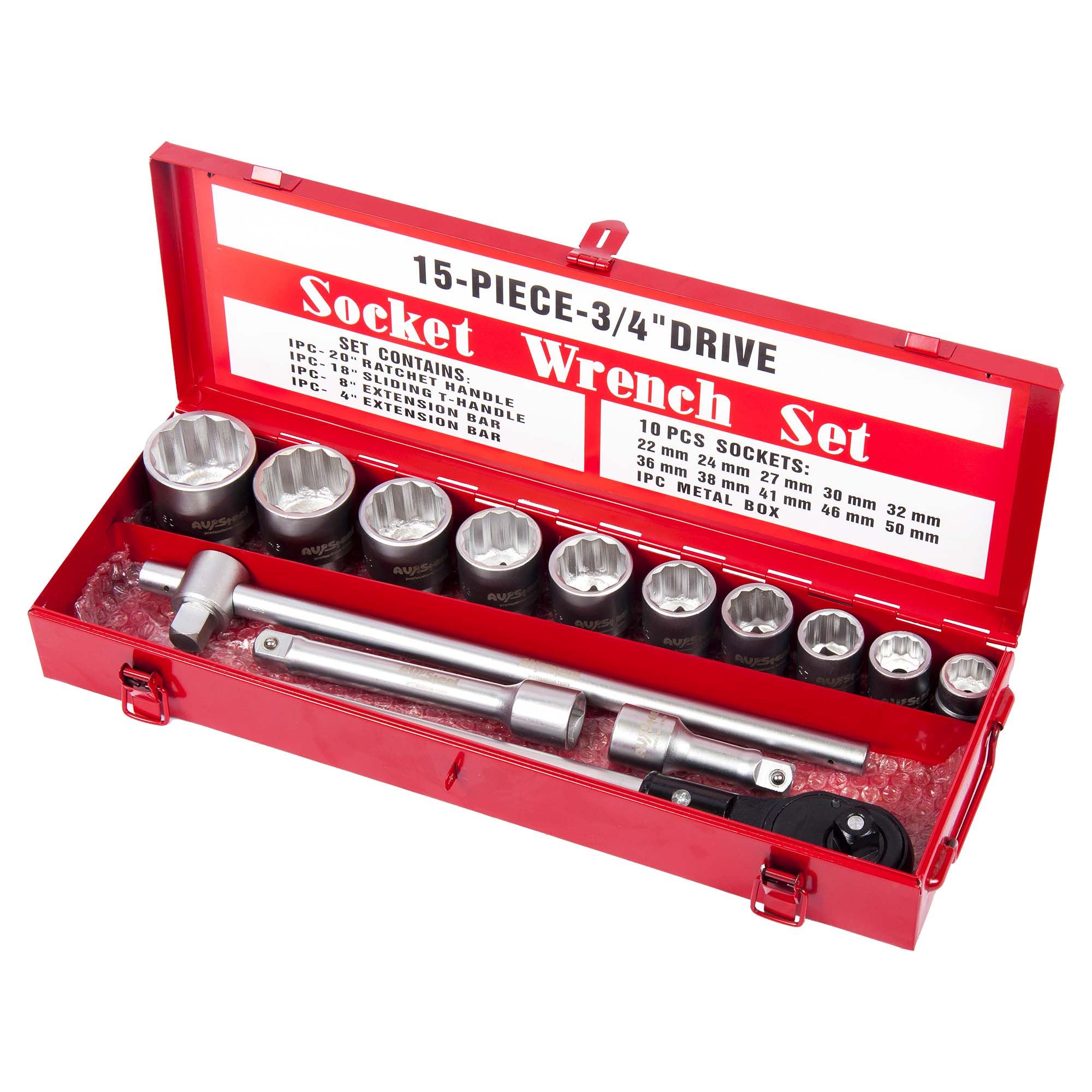 AV531115 — Набор  инструмента  AV  STEEL  15  предм.  3  4  профессион.  в  мет.кейсе  AV531115 AV STEEL