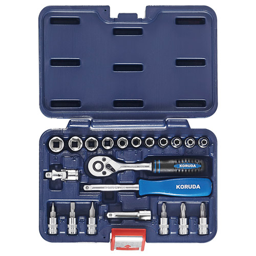 KR2022 — Набор головок торцевых 1/4 6ти гранных в кейсе 22 предмета KORUDA KORUDA