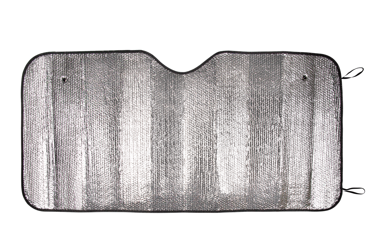 KT835607 — Шторка солнцезащитная на лобовое стекло KRAFT 145 х 70 см SILVER одностороння фольга KRAFT