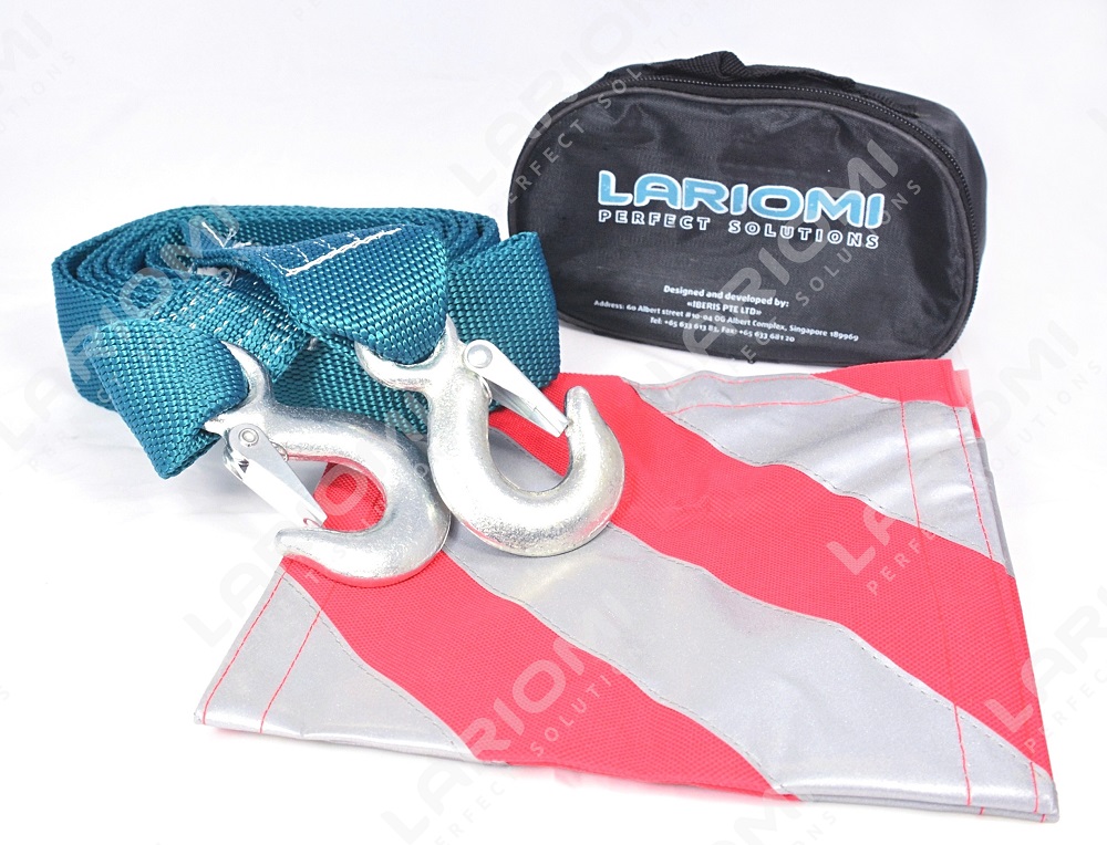 LTR05003 — БУКСИРОВОЧНЫЙ ТРОС 5Т. 4М (СО СВЕТОВОЗВРАЩАЮЩИМИ ФЛАЖКАМИ) LARIOMI